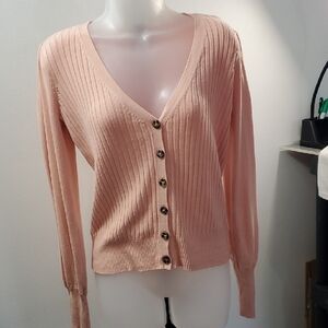 Marled V-Neck Button-Up Cardigan